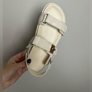 Cream Sandals with Gold Buckle